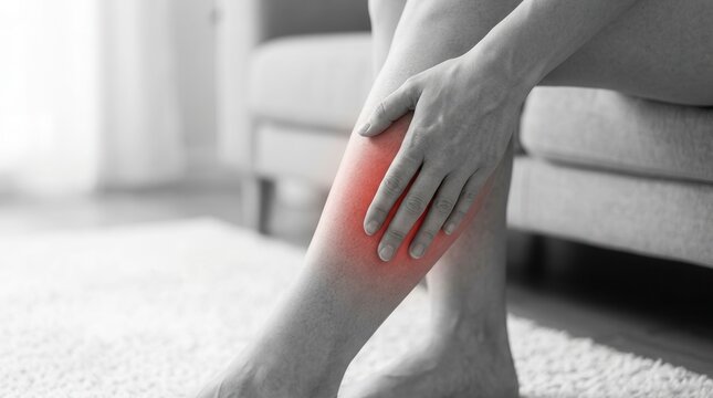 Medical concept of deep vein thrombosis and varicose veins showing leg pain and inflammation.