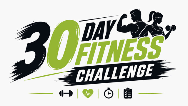 30 Day Fitness Challenge Daily Workout Routine Template Vector
