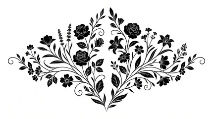 Obraz premium Delicate floral silhouette vector arrangement with elegant botanical nature design