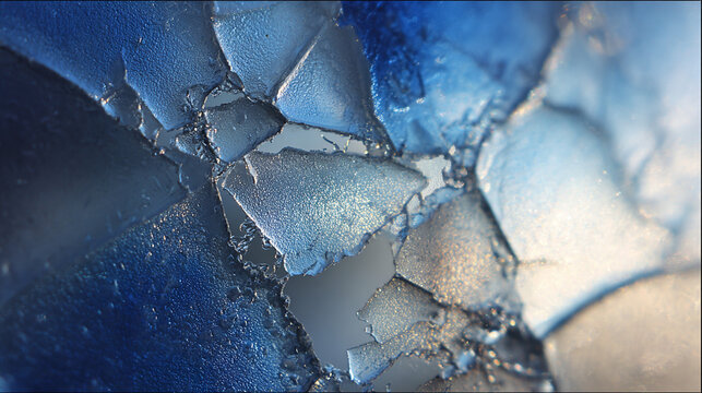 Frozen Fracture Pattern Representing Data Security Risks and System Failure Concept