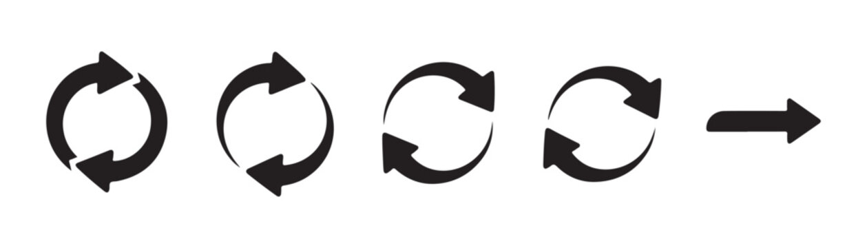 Double arrow sync icons and thick horizontal pointer set for data synchronization and direction visualization.