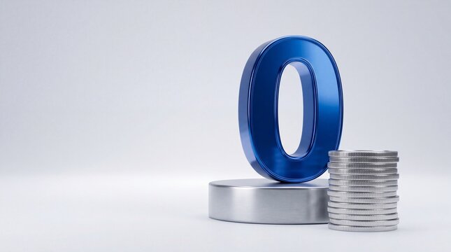 zero percent finance concept, premium banking advertisement. 0 interest offer finance render, fintech zero fee promotion. metallic zero banking concept, luxury financial campaign background