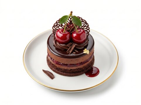 Premium Chocolate Layer Cake with Lattice Chocolate Decor and Cherries