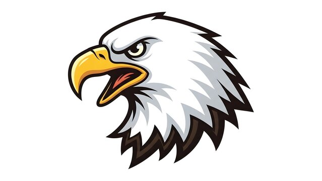 Bold and detailed vector artwork depicting a formidable bald eagle head, with sharp eyes and an open beak, symbolizing strength, freedom, and precision
