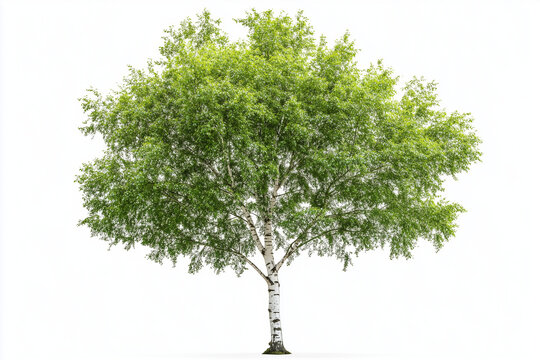 A birch tree isolated on a white background..