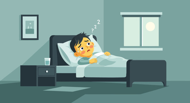 A Person Lying Awake In The Bed Suffering From Insomnia And Not Able To Sleep
