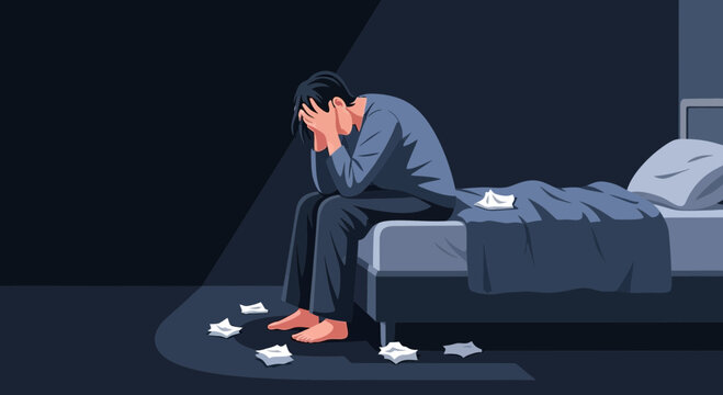 A Person Plagued By Intense Loneliness And Overwhelming Depression Sitting Alone