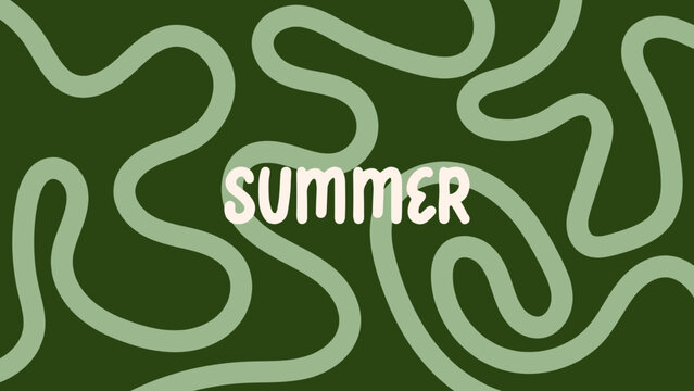 Abstract green summer background, Trendy organic summer wave design, Minimal botanical summer poster, Modern playful summer banner