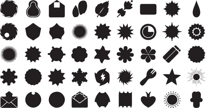 Collection of diverse abstract and simple silhouette