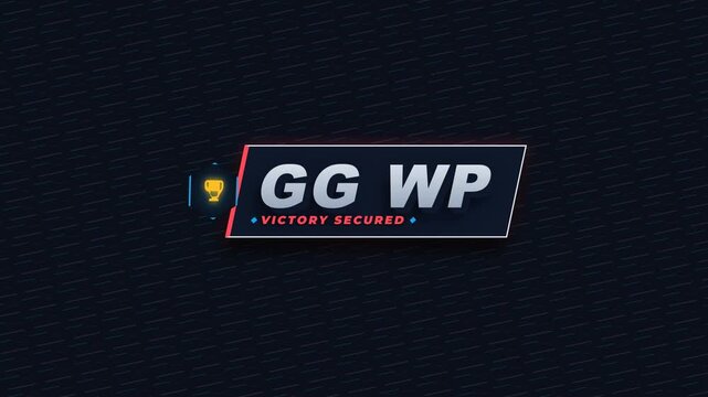 Animated Gg Wp Victory Secured on Blue Grid Background
