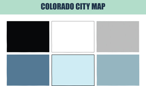 Colorado city map design with six style fill stock fill stock and line art color palettes
