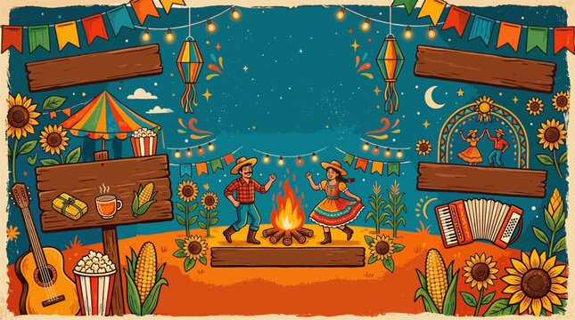 Brazilian Festa Junina poster concept with bold typography and festive elements
