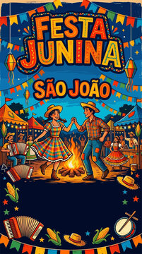 Brazilian Festa Junina poster concept with bold typography and festive elements