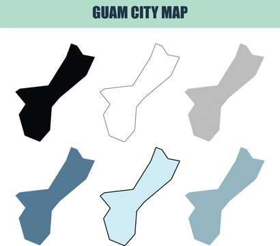 Guam city map variations in six style fill stock fill stock and line art formats for graphic design projects