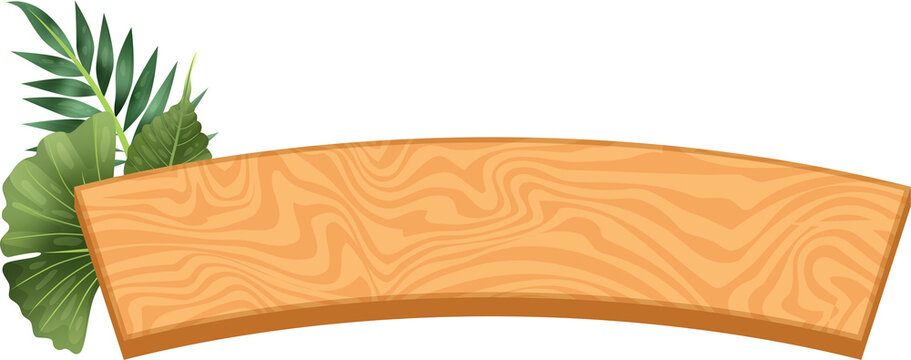 Leaves on Wooden Board PNG Summer Event Decoration
