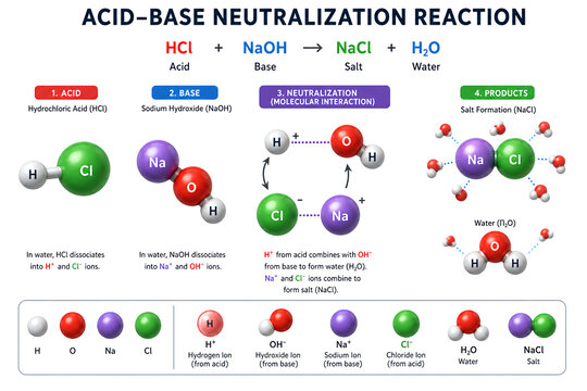 Acid Base Neutralization Chemical Reaction Infographic
