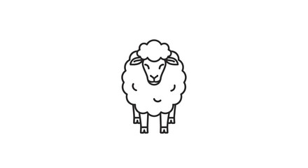 Simple line art drawing of a sheep, minimalist icon, animal illustration © Vector