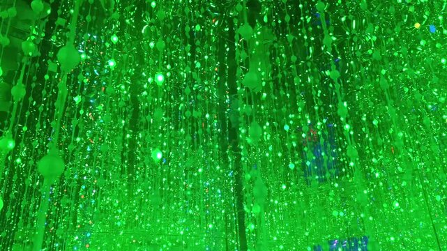 Infinite LED Mirror Room with Twinkling Lights Background