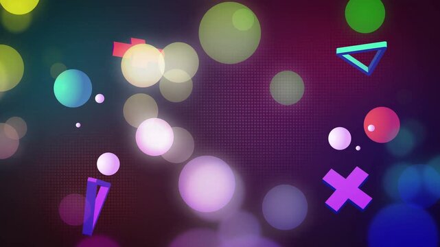 Cluster of bokeh and geometric shapes appearing on load, drifting, rotating, layering to form loop