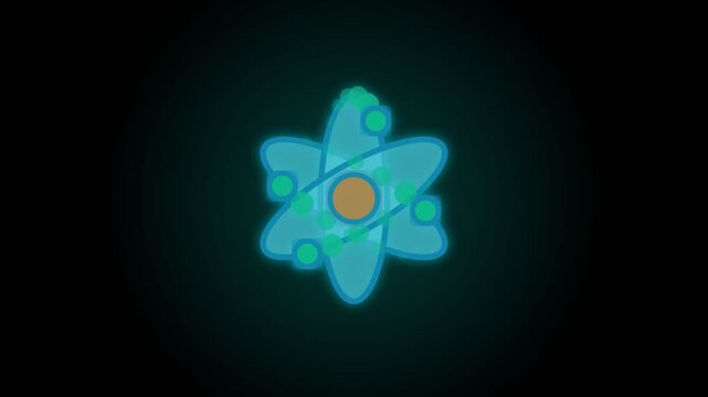 Animated Atom Symbol with Glow Effect.
