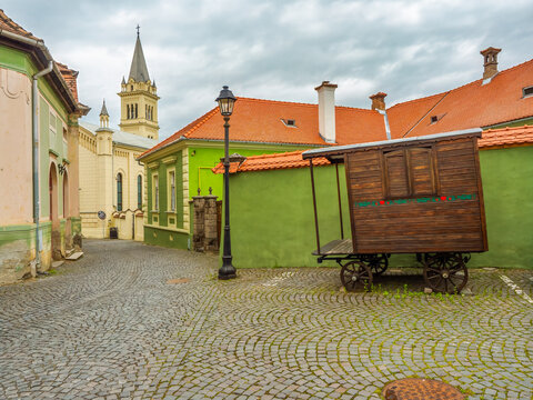 Historic street near Vlad the Impaler birthplace in Sighisoara Romania