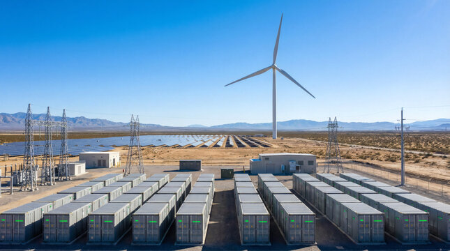 Renewable Energy Power Plant with Solar Wind and Battery Storage