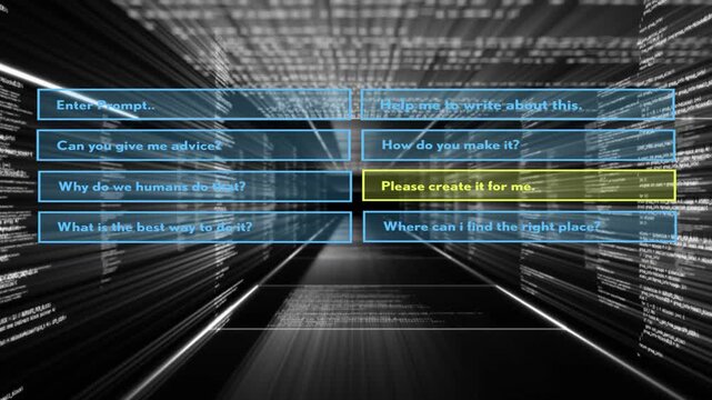 2-col prompt menu with yellow marker cycling up-right-down-looping after mid-left focus for UI demo