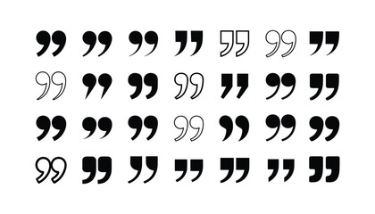 Black and white quotation mark symbols quotation marks typography punctuation vector illustration isolated on white background. © Fahimaakter