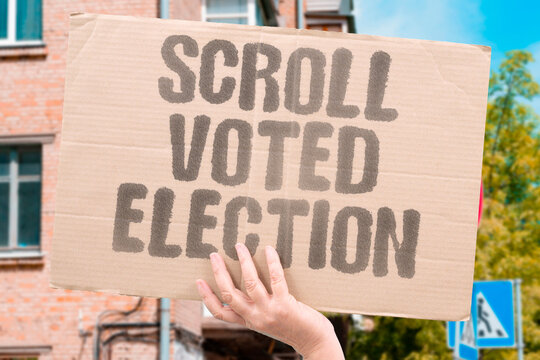 "Scroll Voted Election" Algorithmically curated political content on social feeds directly influenced electoral decisions. ALGORITHMICALLY. CURATED. POLITICAL. ELECTORAL. DECISIONS.
