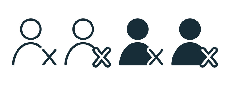 Account Removal Icon with User Avatar and Cross Sign. Delete Profile Symbol. Vector Illustration