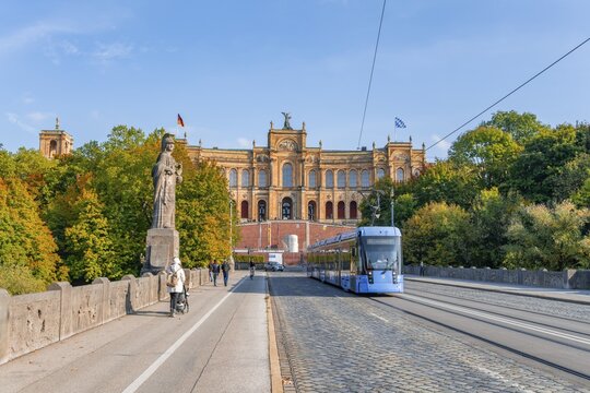 Tram at Maximilianeum, Munich, Bavaria, Germany