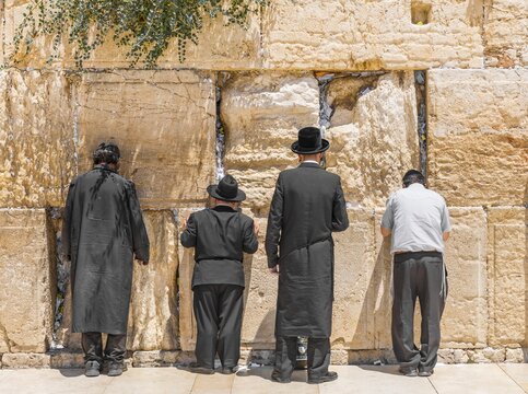 Praying Orthodox Jews at the Wailing Wall, Jerusalem, Israel
