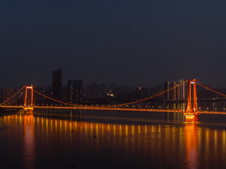 Fototapeta premium Night view of Wuhan, Hubei, China's city skyline and landmarks