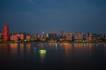 Fototapeta premium Night view of Wuhan, Hubei, China's city skyline and landmarks