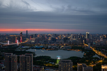 Fototapeta premium Night view of Wuhan, Hubei, China's city skyline and landmarks
