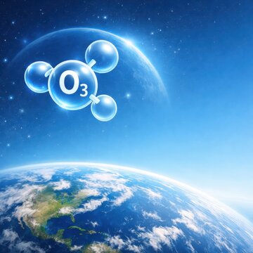 Ozone layer protection, Earth from space, ozone molecule