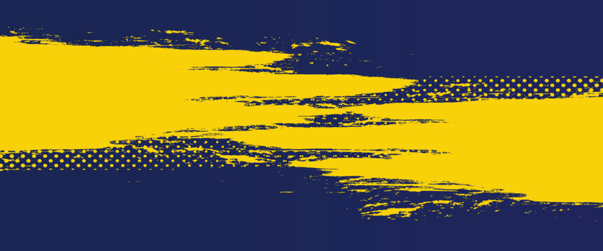 Abstract blue and yellow grunge texture background with brush pattern design. Vector illustration