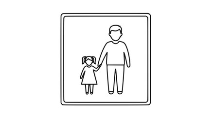 Fototapeta premium Father and Daughter Holding Hands Icon - Family Connection, Love, Protection