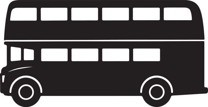 Black double decker bus silhouette vector illustration