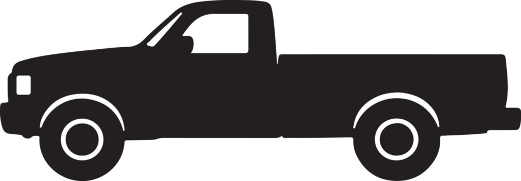 Pickup silhouette, pickup graphic vector, pickup truck black icon isolated on white background