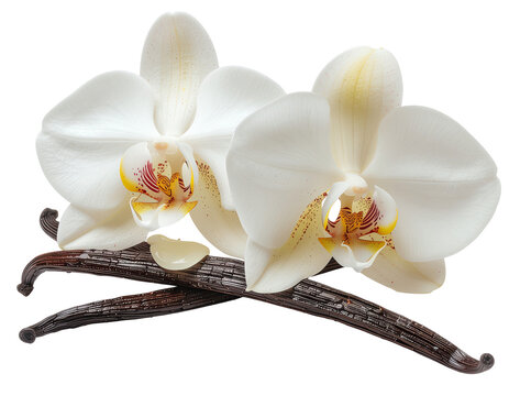 White Orchid Flowers and Vanilla Beans