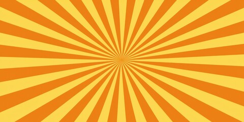 Fototapeta premium Abstract sunburst background with alternating orange and yellow radial rays in a vibrant graphic design pattern for creative projects and digital media display layouts