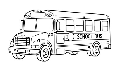 School bus doodle sketch vector illustration back to school outline isolated on white background © MdRabbi