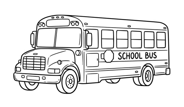 School bus doodle sketch vector illustration back to school outline isolated on white background