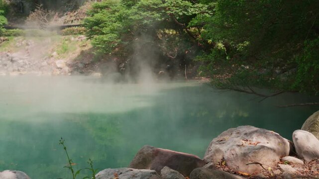 Close Up of Steaming Beitou Hot Springs in Taiwan