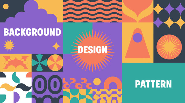 Geometric pattern design with colorful shapes and abstract elements vibrant illustration high quality professional detailed modern