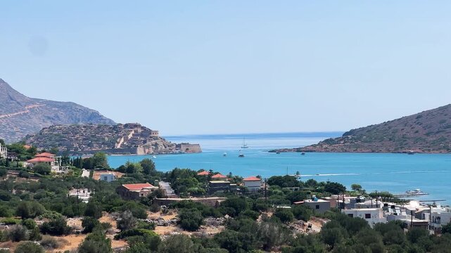 Elunda harbour landscape, Crete, Greece