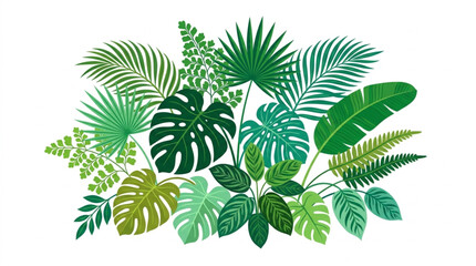 Assortment of Lush Green Tropical Plant Leaves. © Ibrahim