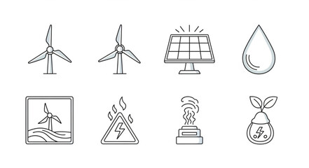 Obraz premium Set of renewable energy and environmental icons.