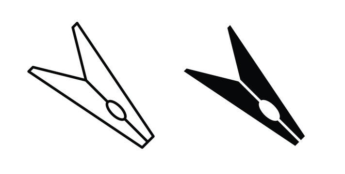 Clothespin icon linear pack. Editable solid icons